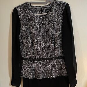 Chic Black and White Long Sleeve Dress